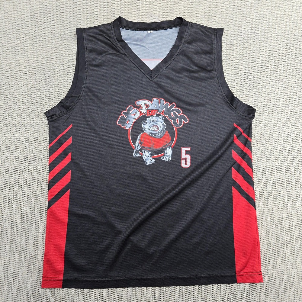 Big Dawgs Eat Basketball Jersey Tank Shirt Mens Small Black Red Mesh V Neck #5